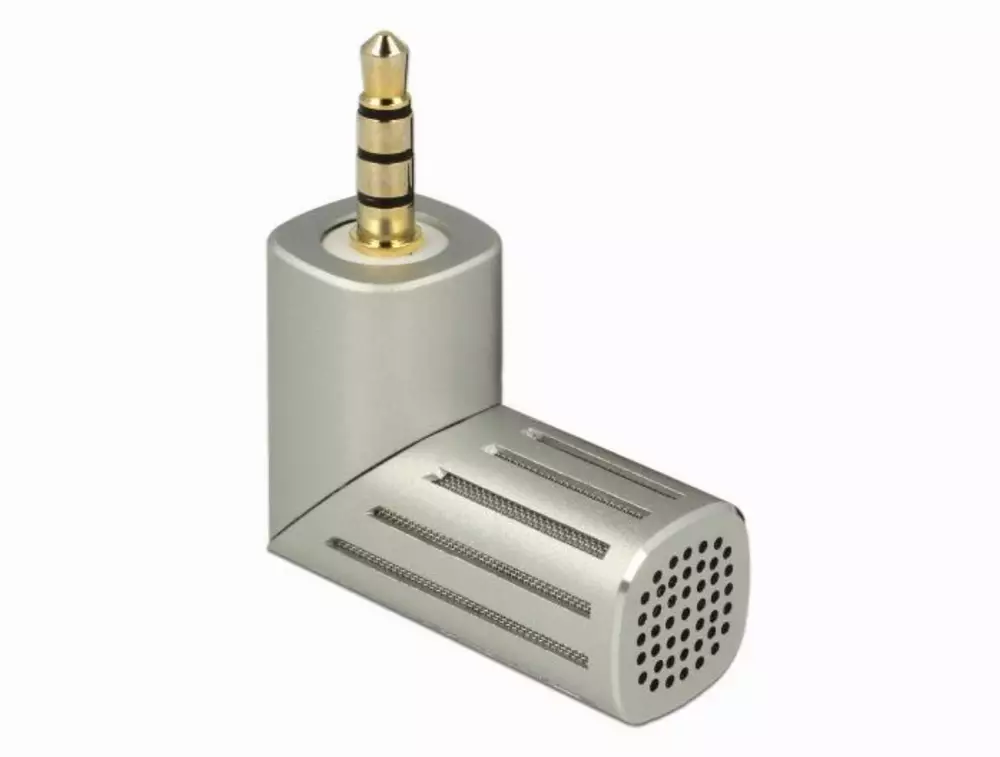 Микрофон DeLock 65893, За смартфон/таблет, 3.5 mm 4 Pin Stereo Jack 90&deg;, Сребрист