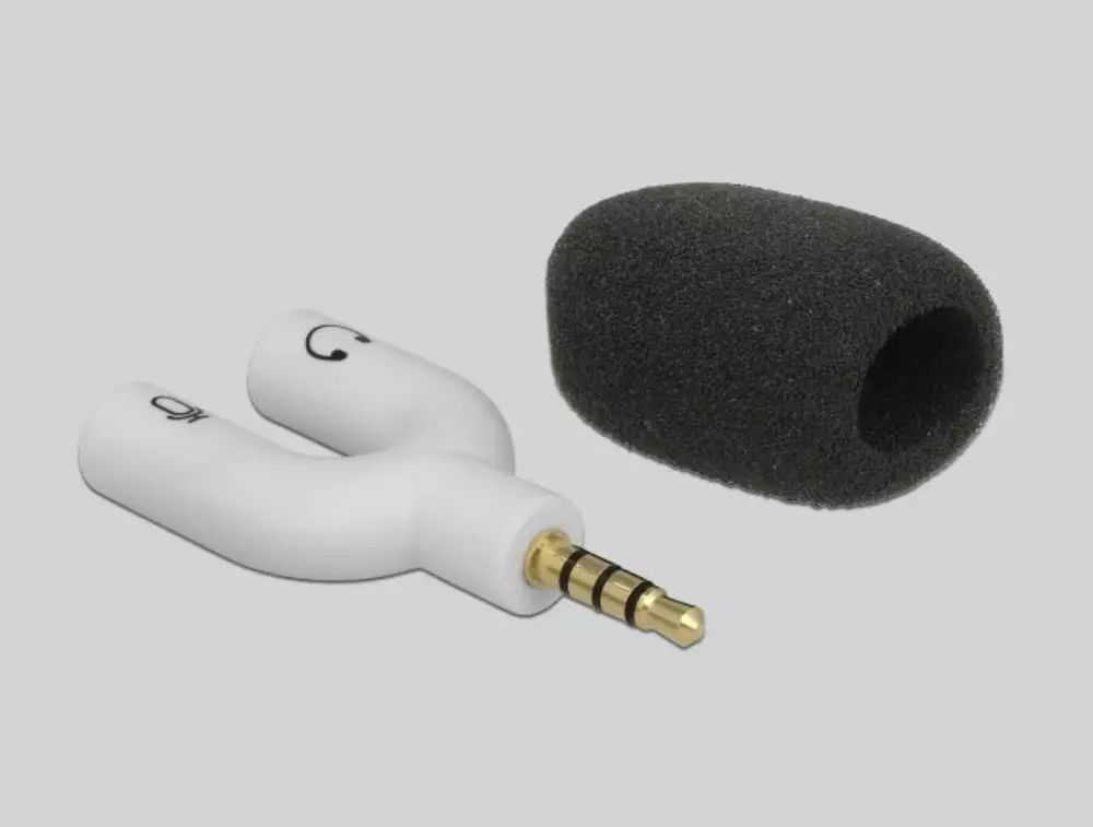 Микрофон DeLock 65893, За смартфон/таблет, 3.5 mm 4 Pin Stereo Jack 90&deg;, Сребрист