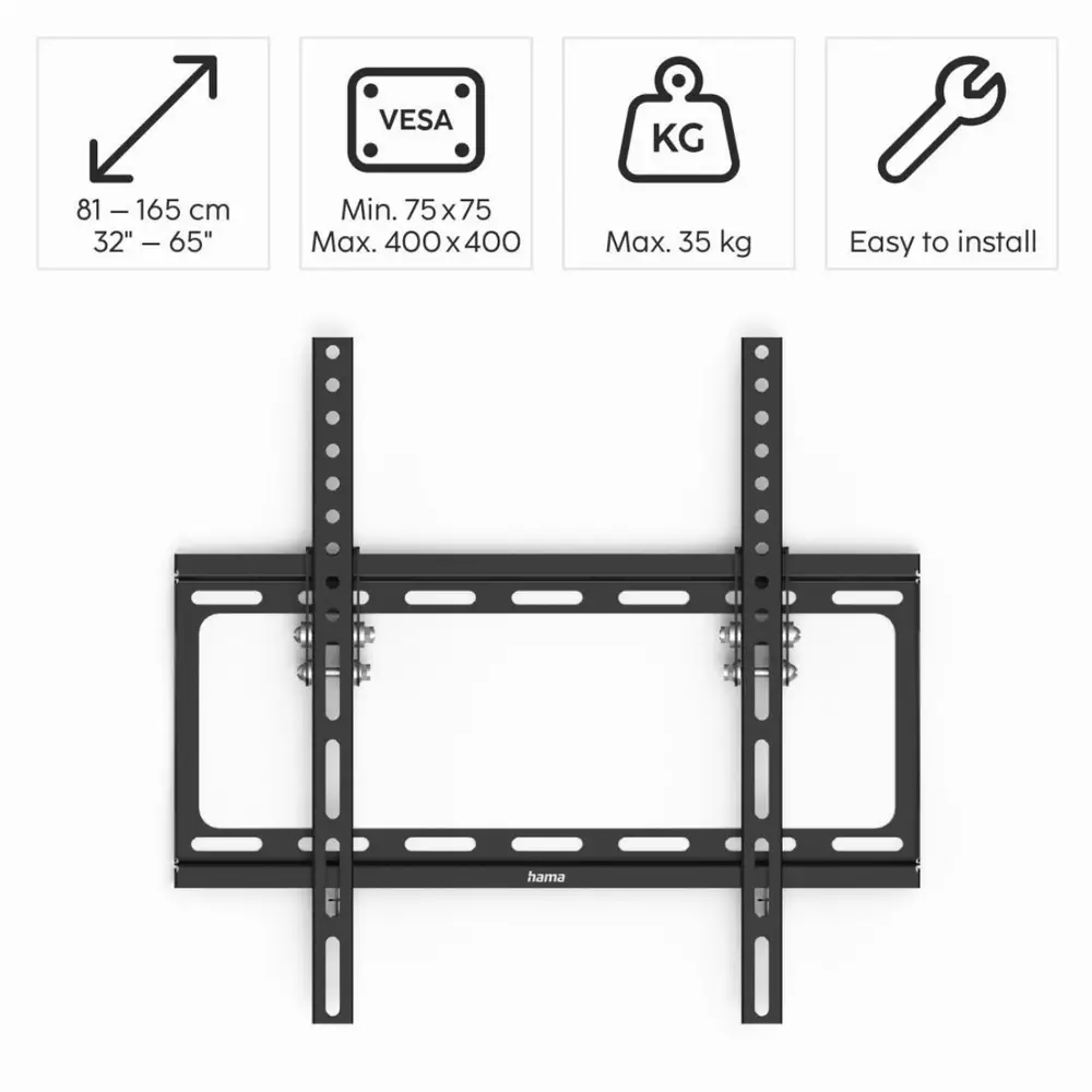 Метална стойка за TV Hama TILT, 165 см (65"), черна