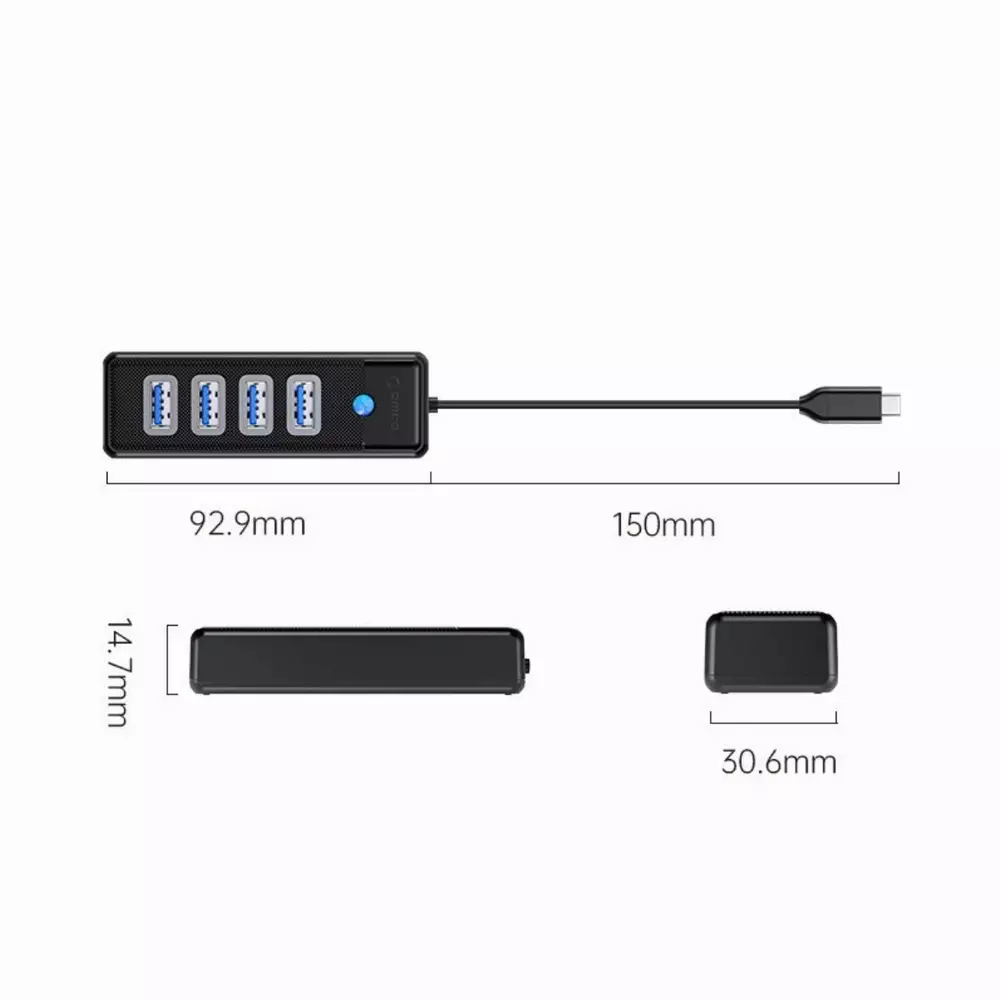 Orico хъб HUB USB3.1 Type-C 4 port - 4 x USB3.0 Black - PW4U-C3-015-BK