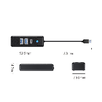 Orico хъб HUB USB3.0 3 port - 2 x USB3.0, 1 x Type C, Black - PWC2U-U3-015-BK