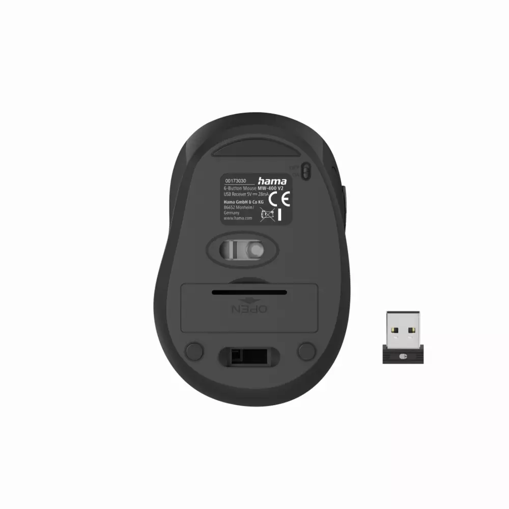 Безжична мишка Hama MW-400 V2, 6-бутонна , ергономична, USB, Зелено