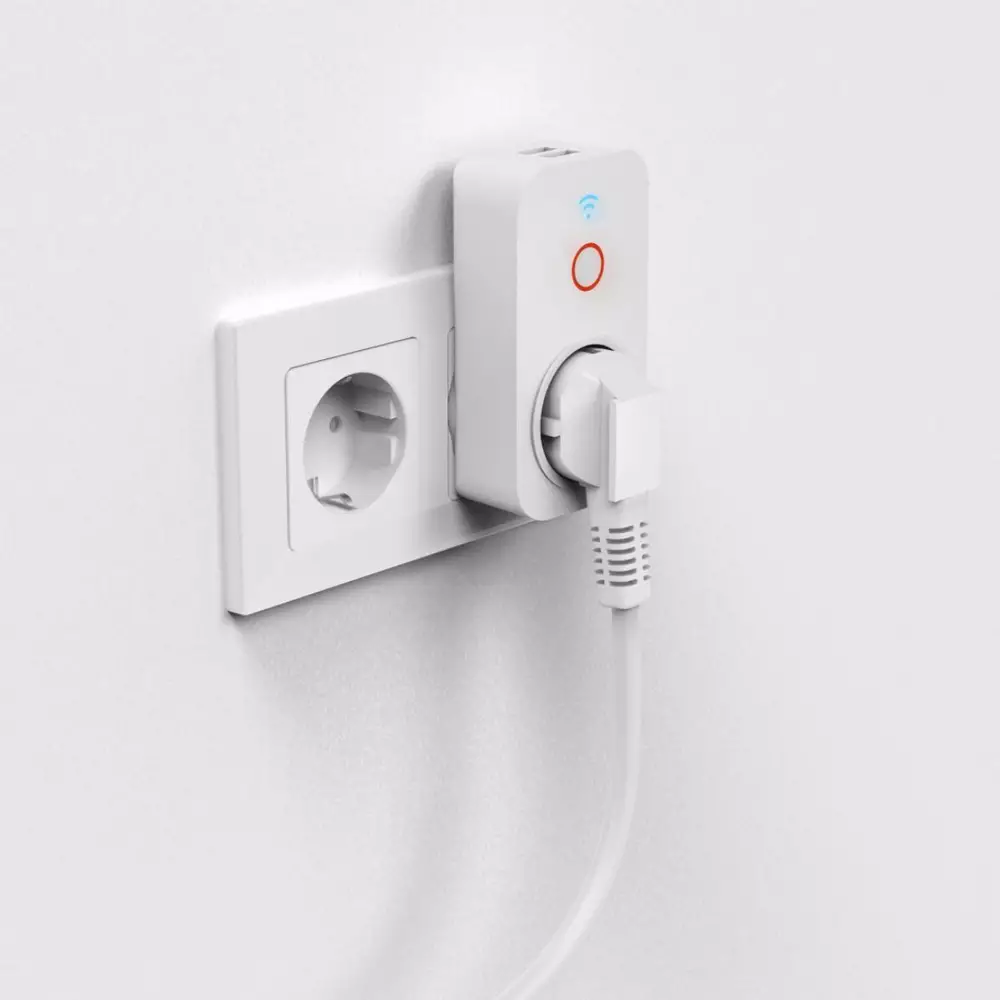 HAMA Смарт WiFi конктакт за управление с глас/приложение, 2 USB порта, 2300 W, 10 A