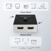 Vention Разклонител превключвател HDMI 2.0 Switcher/Splitter 2-Port Bi-Direction - Grey Aluminium - AFLH0
