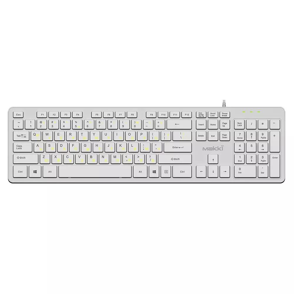 Makki нископрофилна кирилизирана клавиатура Keyboard USB BG - Low profile Chocolate - KB-C14 White