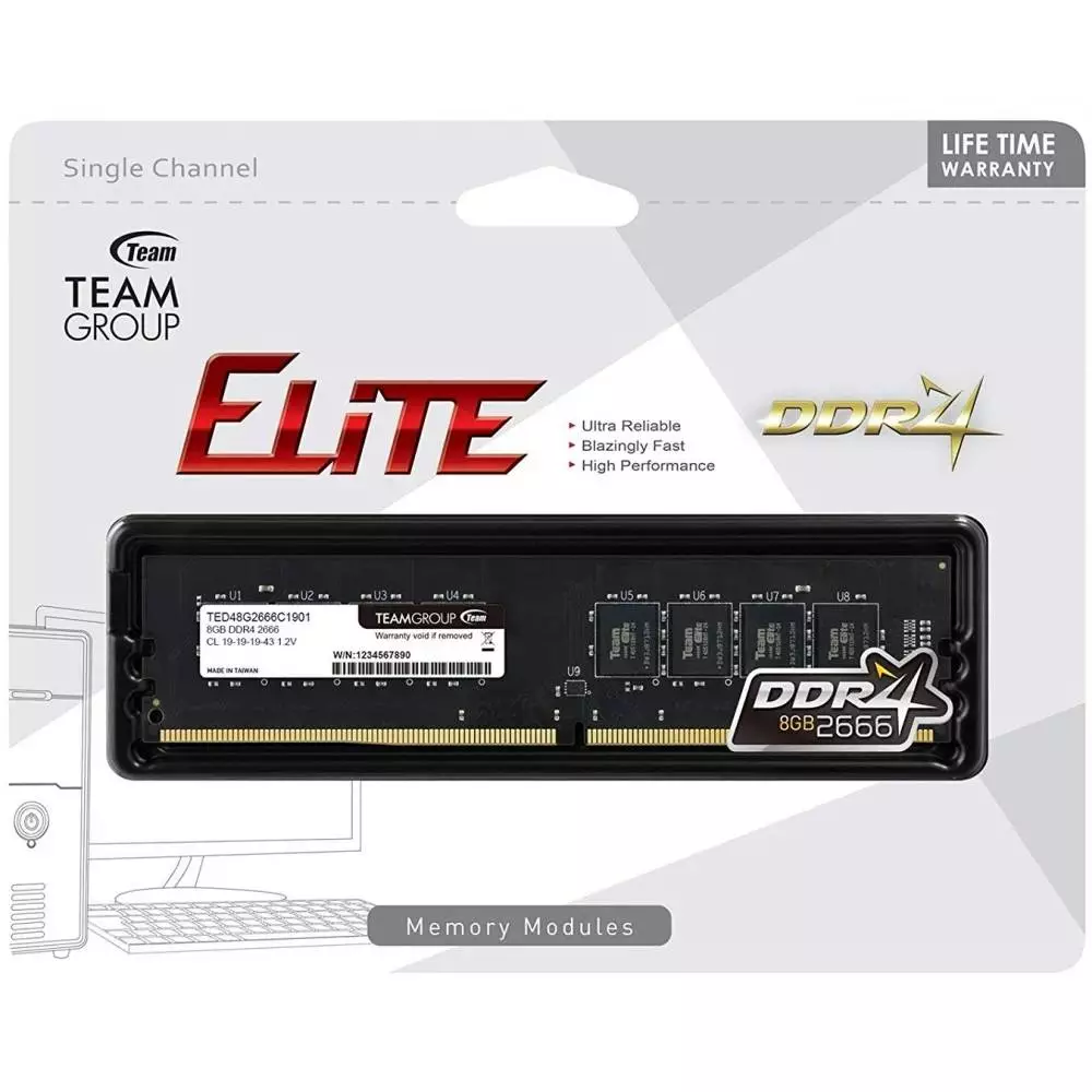 Памет Team Group ELITE 8GB 2666MHz DDR4 CL19 - TED48G2666C1901