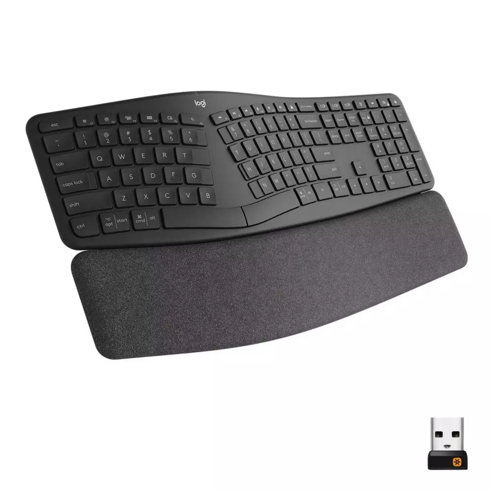 Безжична клавиатура Logitech ERGO K860, Ергономична, Сива