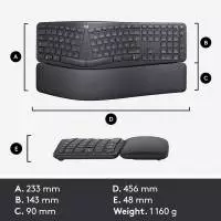 Безжична клавиатура Logitech ERGO K860, Ергономична, Сива