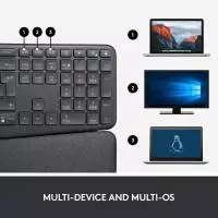 Безжична клавиатура Logitech ERGO K860, Ергономична, Сива