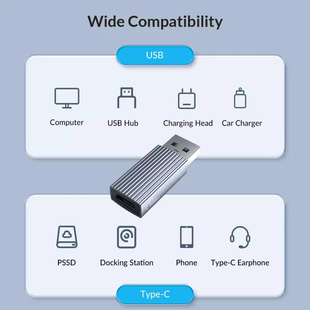 Orico Адаптер Adapter USB3.1 to Type-C (female) - AH-AC10-GY