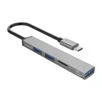 Orico хъб USB3.0/2.0 HUB 3 port + card reader TYPE C, Aluminum - AH-12F-GY