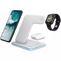 Безжично зарядно CANYON CNS-WCS303W 3in1 Wireless Charger with touch button for Running water light