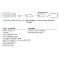 Кабел ACT AC6110, USB-A мъжко - женско, 10 м, 5 Gbps, Черен