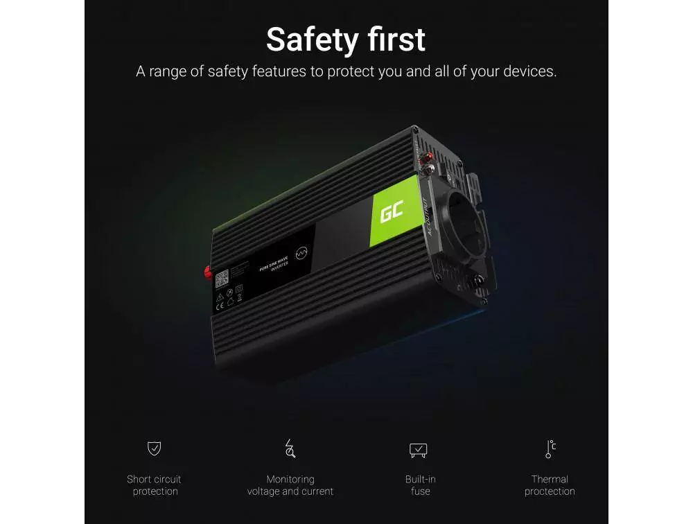 Инвертор GREENCELL 12V DC 1000W