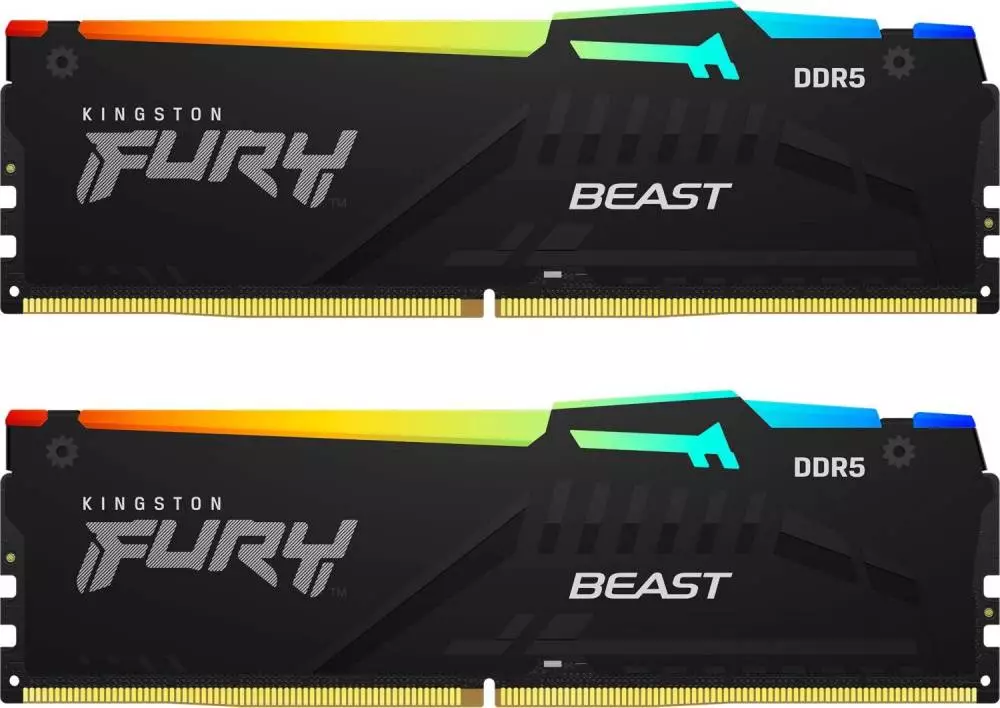 Памет Kingston FURY Beast Black RGB 32GB (2x16GB) DDR5 5200MHz CL40 - KF552C40BBAK2-32