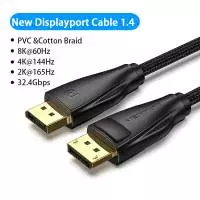 Vention кабел Display Port 1.4 DP M / M 8K 1.5m - Cotton Braided, Black - HCCBG