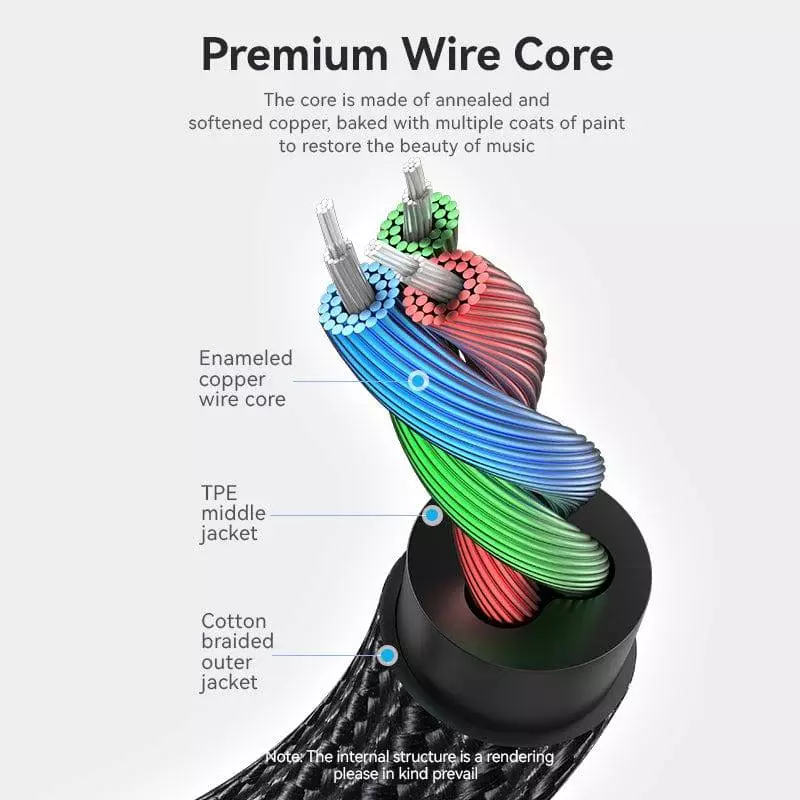 Vention Аудио Кабел 3.5mm Audio Cable  M/M Cotton Braided 1.0m - BAWBF