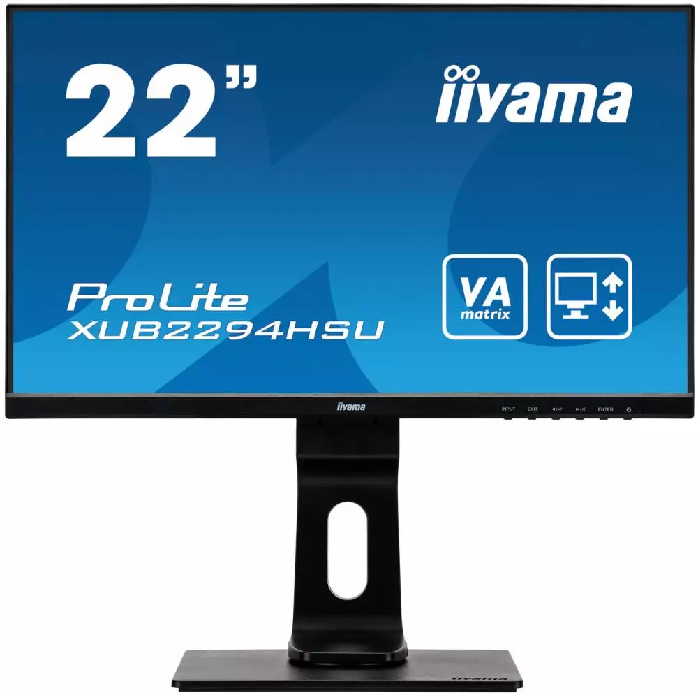 Монитор IIYAMA XUB2294HSU-B1, VA, 21.5", FHD 1920x1080, 60Hz, 4ms, VGA, HDMI, DP, USB
