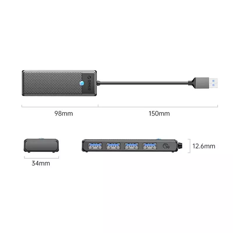 Orico хъб HUB USB3.0 4 port Black - PAPW4A-U3-015-BK