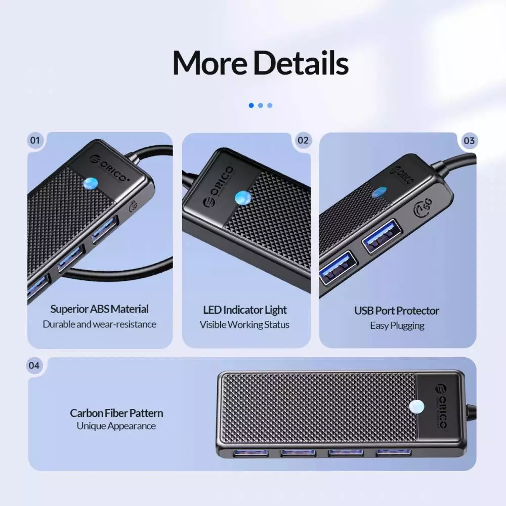 Orico хъб HUB USB3.0 4 port Black - PAPW4A-U3-015-BK