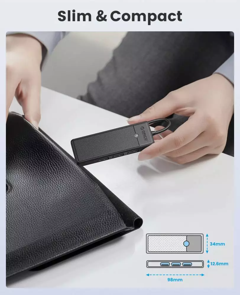 Orico хъб HUB USB3.1 Type-C - 3 x USB3.0, SD, TF - PAPW3AT-C3-015-BK
