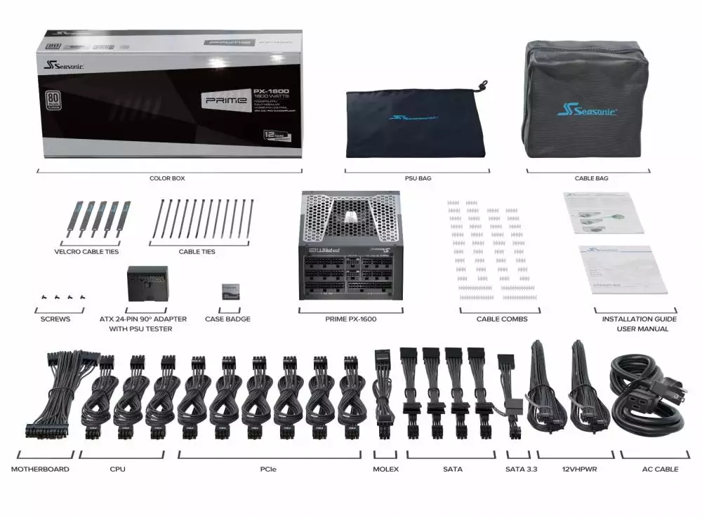 Захранване Seasonic PRIME PX-1600 PSU 1600W 80 Plus Platinum PCIe Gen 5 - SSR-1600PD2