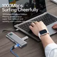 Orico докинг станция Type-C Docking Station Power Distribution 100W - HDMI, Type-C x 1, USB3.0 x 3, LAN 1000Mbps Gigabit, SD/TF, VGA, Audio - PW11-10P-GY