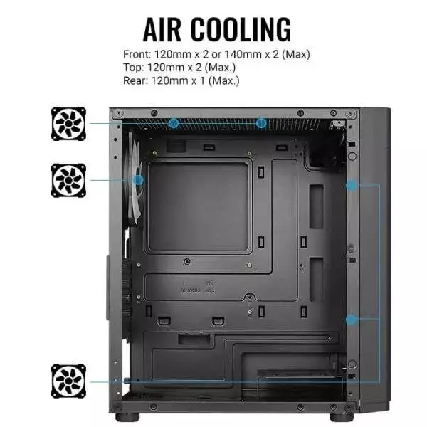 Кутия AeroCool Hexform-G-BK-v2 Case mATX 3 fans included