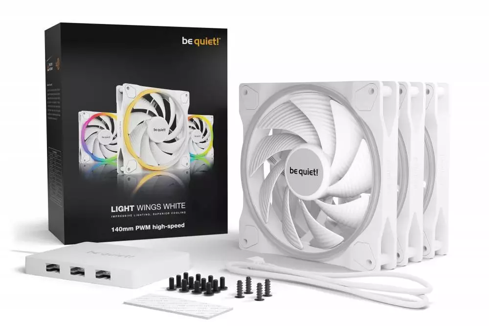Вентилатори be quiet! LIGHT WINGS White 140mm PWM High-Speed Triple-Pack Fan 3-in-1 - BL103