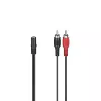 Аудио адаптер HAMA, 3.5 mm жак женско - 2 x Чинч мъжко, 0.12 м, Черен