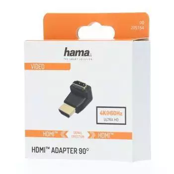 Адаптер HAMA 205164, HDMI мъжко - HDMI женско, на 90&deg;, Черен