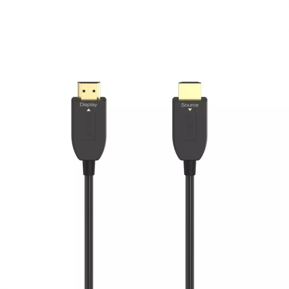 Оптичен активен кабел HAMA Optical, HDMI мъжко - HDMI мъжко, Ethernet, 8K, 3м, Позл.конектори, Черен
