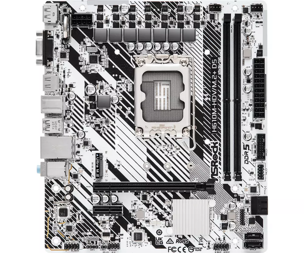 Дънна платка ASRock H610M-HDV/M.2 D5, LGA1700, DDR5, mATX