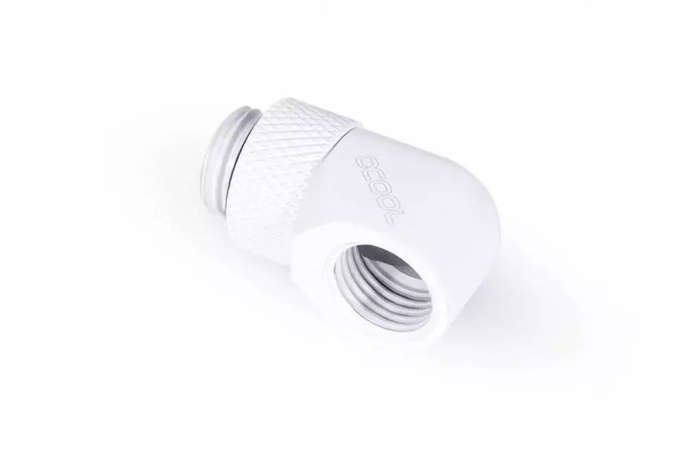 Фитинг Alphacool Eiszapfen G1/4 AG auf G1/4 IG White Въртящ се L-конектор 