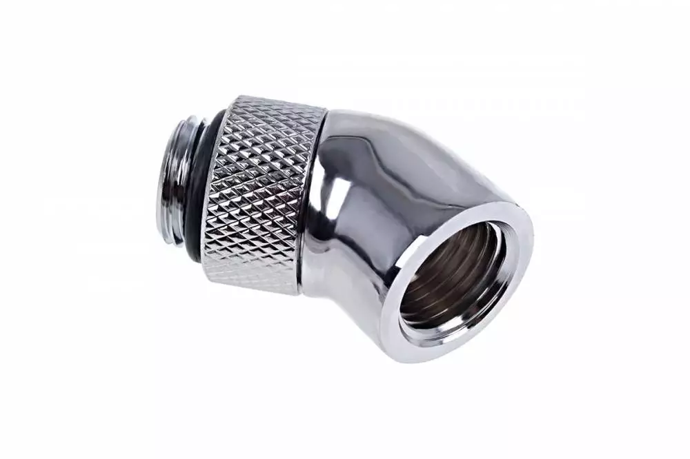 Фитинг Ъглов адаптер Alphacool Eiszapfen, 45&deg;, G1/4 външна към G1/4 вътрешна резба Nickel