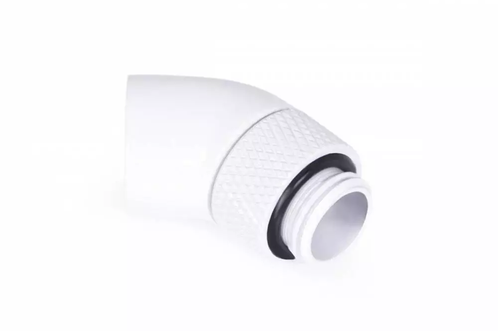 Фитинг Ъглов адаптер Alphacool Eiszapfen, 45&deg;, G1/4 външна към G1/4 вътрешна резба White