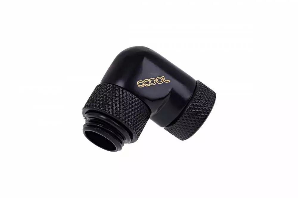 Фитинг Ъглов адаптер Alphacool Eiszapfen, 90&deg;, G1/4 външна към G1/4 вътрешна резба Black