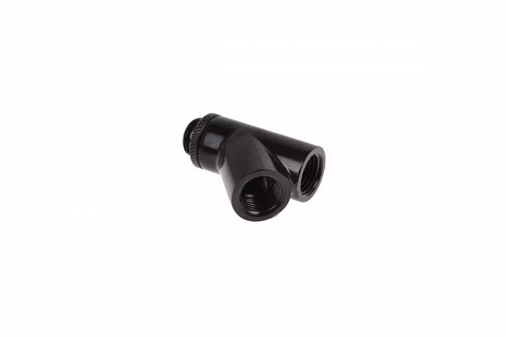 Фитинг Y-конектор Alphacool Eiszapfen, Въртящ се, 45&deg;, G1/4 външна към 2 x G1/4 вътрешна резба Black