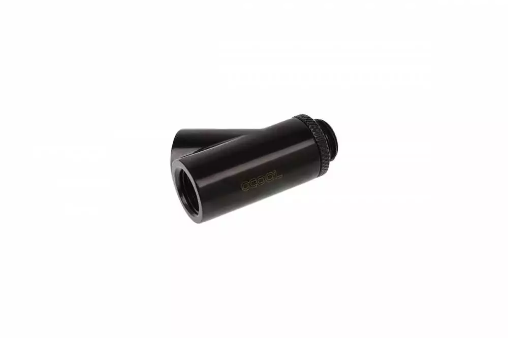 Фитинг Y-конектор Alphacool Eiszapfen, Въртящ се, 45&deg;, G1/4 външна към 2 x G1/4 вътрешна резба Black