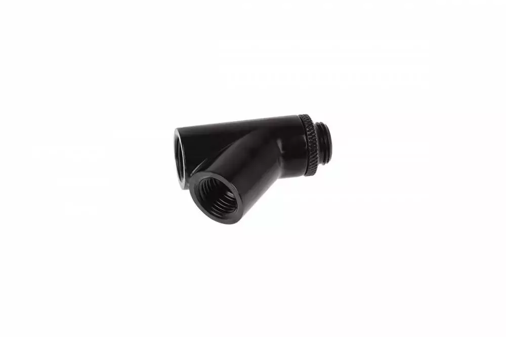 Фитинг Y-конектор Alphacool Eiszapfen, Въртящ се, 45&deg;, G1/4 външна към 2 x G1/4 вътрешна резба Black