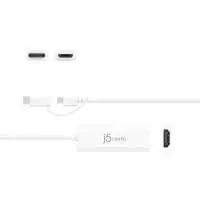 Видео адаптер j5create JUA165C, За андроид, USB-C/USB-B мъжко - HDMI женско, Бял