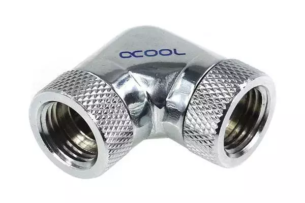 Фитинг Адаптер Alphacool HF, L-конектор 90&deg;, G1/4 - G1/4, Вътрешна резба, Никел