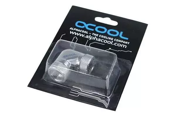Фитинг Адаптер Alphacool HF, L-конектор 90&deg;, G1/4 - G1/4, Вътрешна резба, Никел
