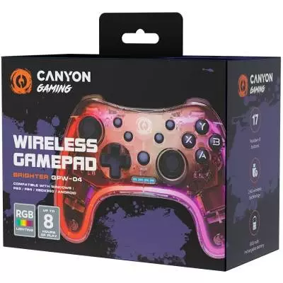 Геймпад CANYON GPW-04 RGB Wireless Gamepad 2.4G Controller with built-in 800mah battery PC, PS3, PS4, Xbox 360, Nintendo 