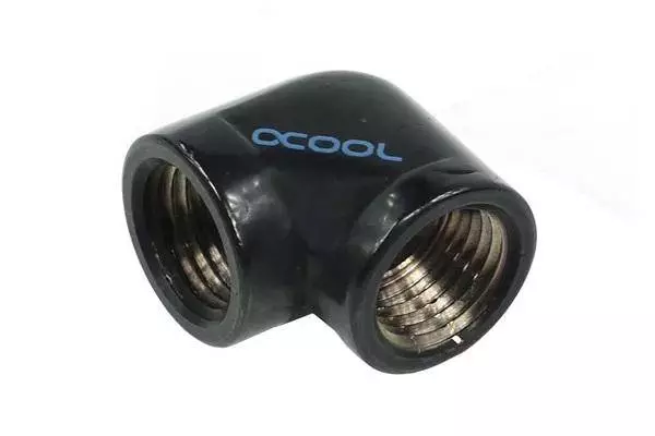 L-конектор Alphacool HF, Вътрешна резба G1/4 - G1/4, 90&deg;, Черен мат