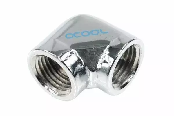 L-конектор Alphacool HF, Вътрешна резба G1/4 - G1/4, 90&deg;, Хром