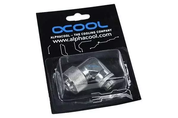 Компресионен фитинг Alphacool, 16/10 - G1/4, 90&deg;, Въртящ се, Хром