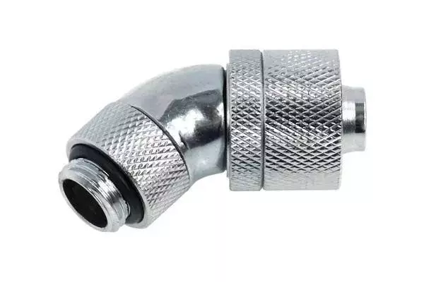 Компресионен фитинг Alphacool, 16/10 - G1/4, 45&deg;, Въртящ се, Хром