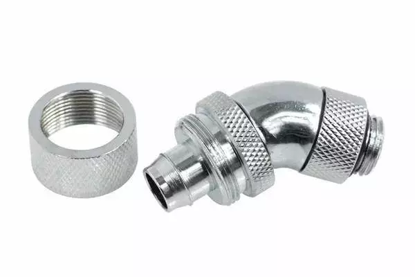 Компресионен фитинг Alphacool, 16/10 - G1/4, 45&deg;, Въртящ се, Хром