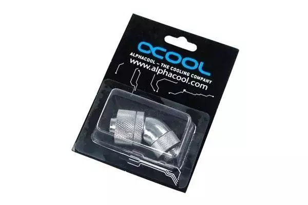 Компресионен фитинг Alphacool, 16/10 - G1/4, 45&deg;, Въртящ се, Хром